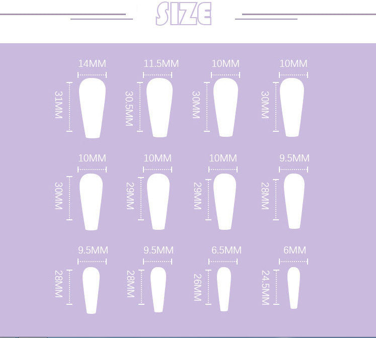 Bright Oil Color Marble Pattern Medium Coffin Press On Nails