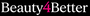The logo for Beauty4Better, featuring the brand name in white serif text with a vibrant pink '4' on a solid black background.