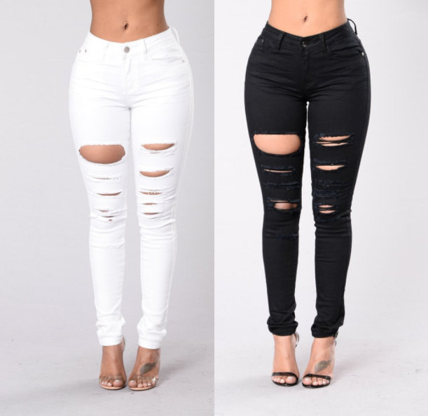 Mid Waist Ripped Skinny Jeans (2 colors)
