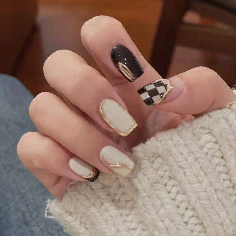 Fashionably Handmade Patterned Short Press On Nails (31 styles)