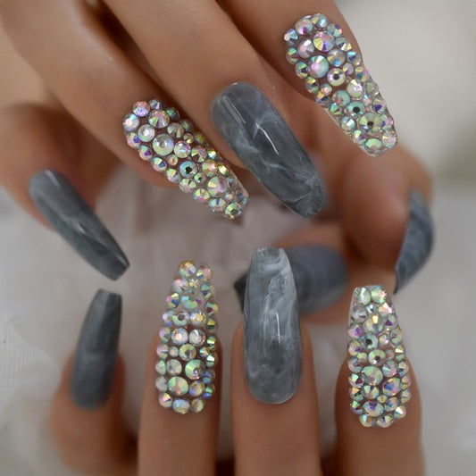 Handmade Diamond Coffin and Stiletto Press On Nails (10 styles)