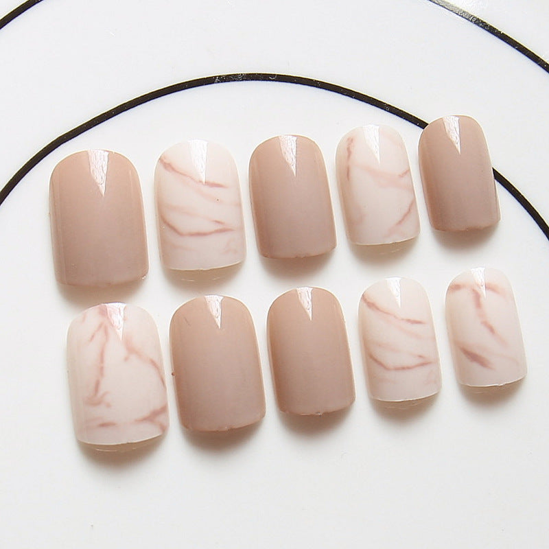 Light Khaki Handmade Short Press On Nails