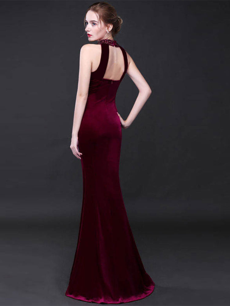 Elegantly Vintage Haltered Mermaid Prom Dress (3 colors)