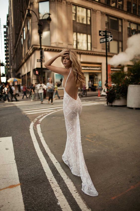 Elegant White Sparkling Halter Dress