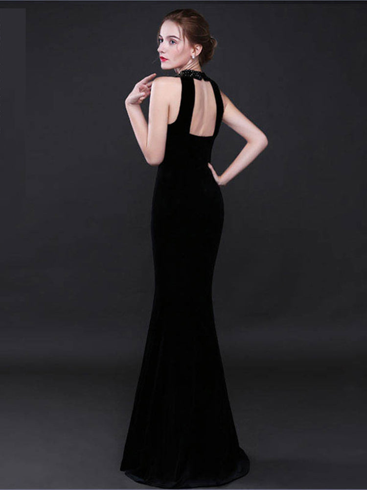 Elegantly Vintage Haltered Mermaid Prom Dress (3 colors)