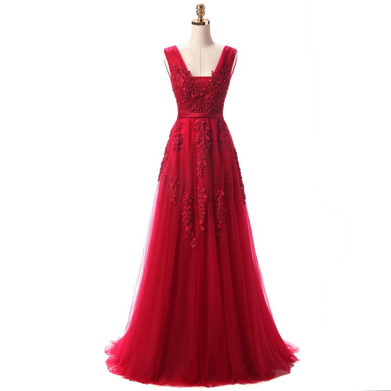 Elegant Floral Backless Lace Prom Dress (14 colors)