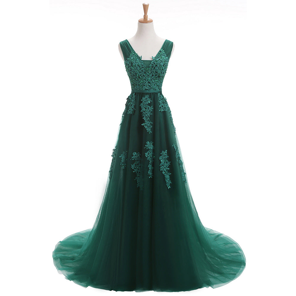 Elegant Floral Backless Lace Prom Dress (14 colors)