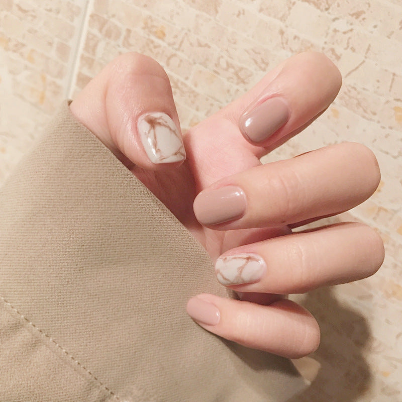 Light Khaki Handmade Short Press On Nails