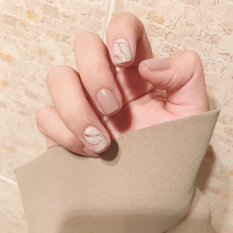 Light Khaki Handmade Short Press On Nails