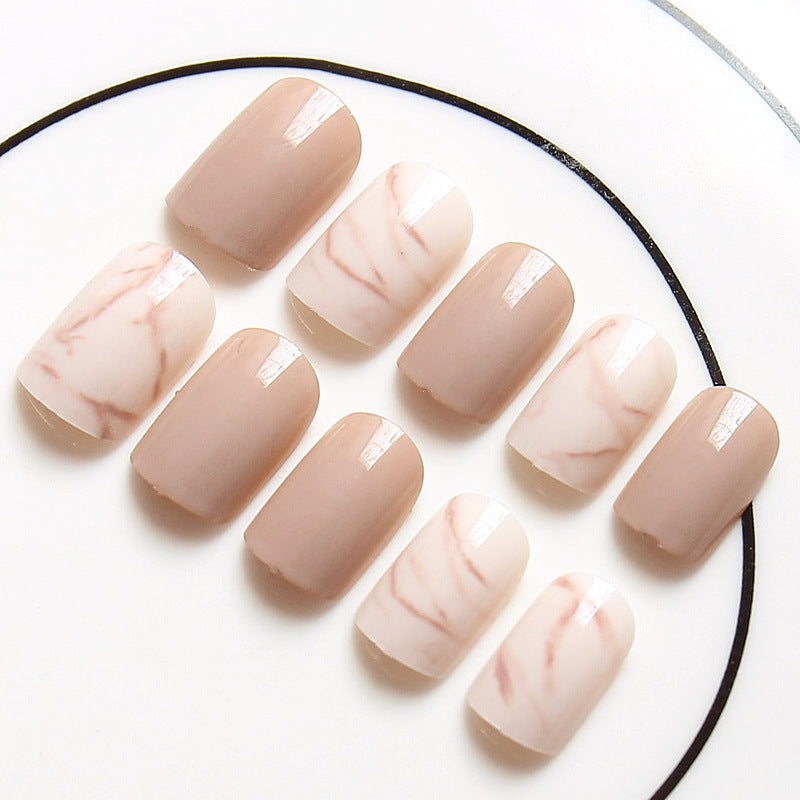 Light Khaki Handmade Short Press On Nails