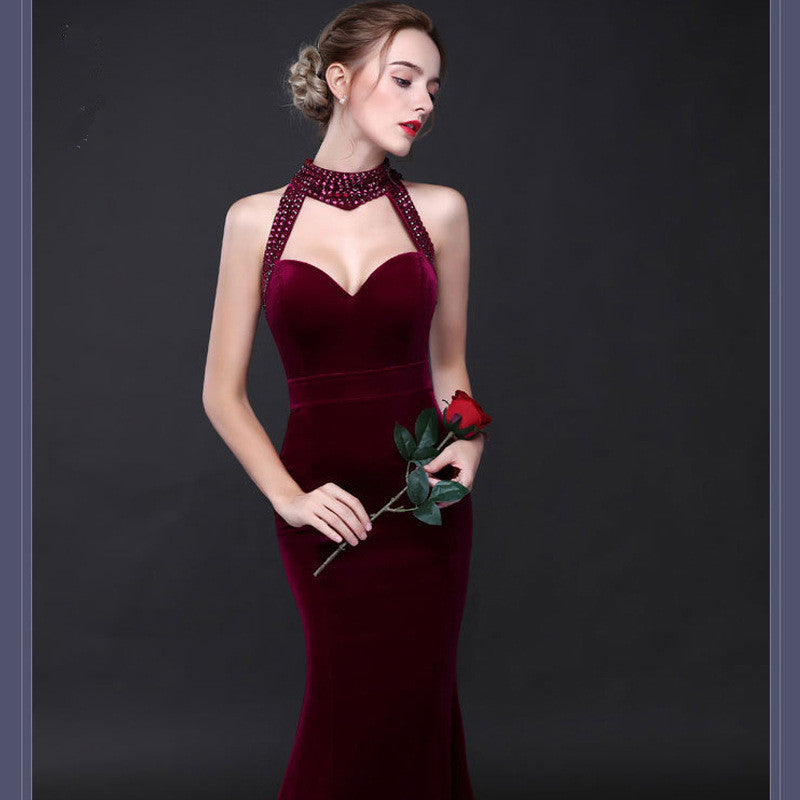 Elegantly Vintage Haltered Mermaid Prom Dress (3 colors)