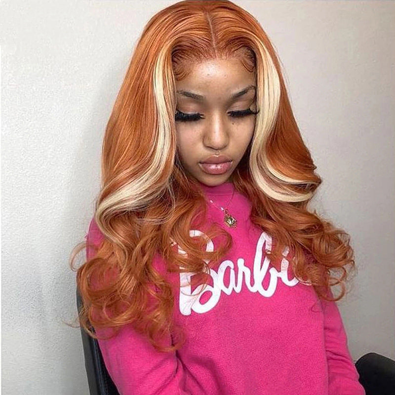 Curled Orange Highlighted Human Hair Wig (11 different inch lengths)