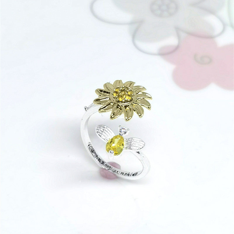 Sunflower and Bee Fidget Ring