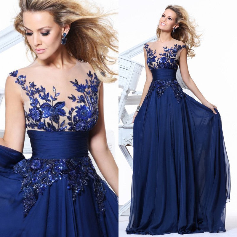 Sleeveless Floral Lace Prom Dress (2 colors)