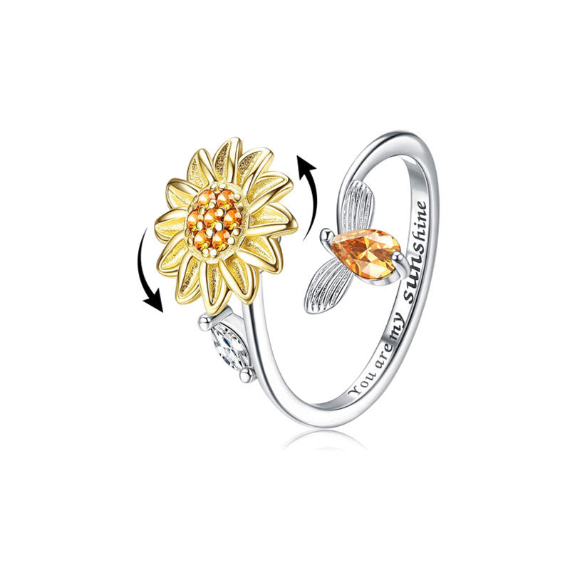 Sunflower and Bee Fidget Ring