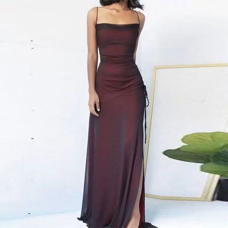 Elegant Wine Red Simple Prom Dress