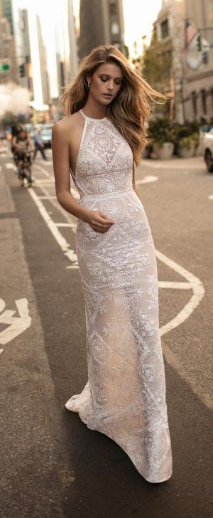 Elegant White Sparkling Halter Dress