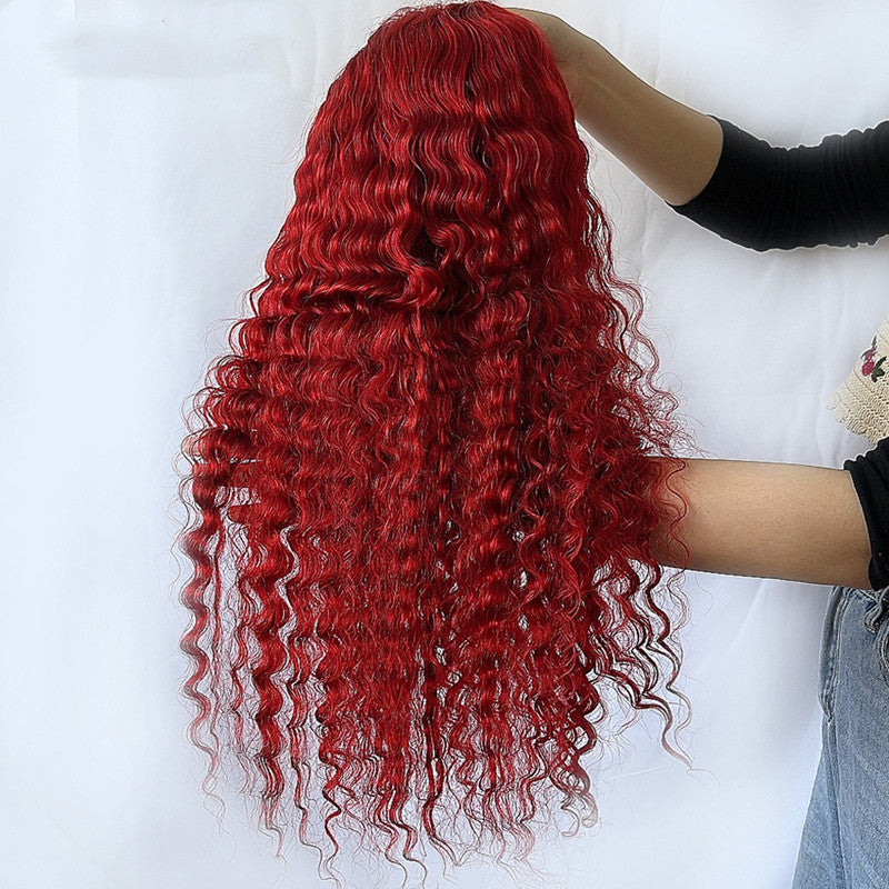 Red Wavy Human Hair Wig (12 different inch lengths)