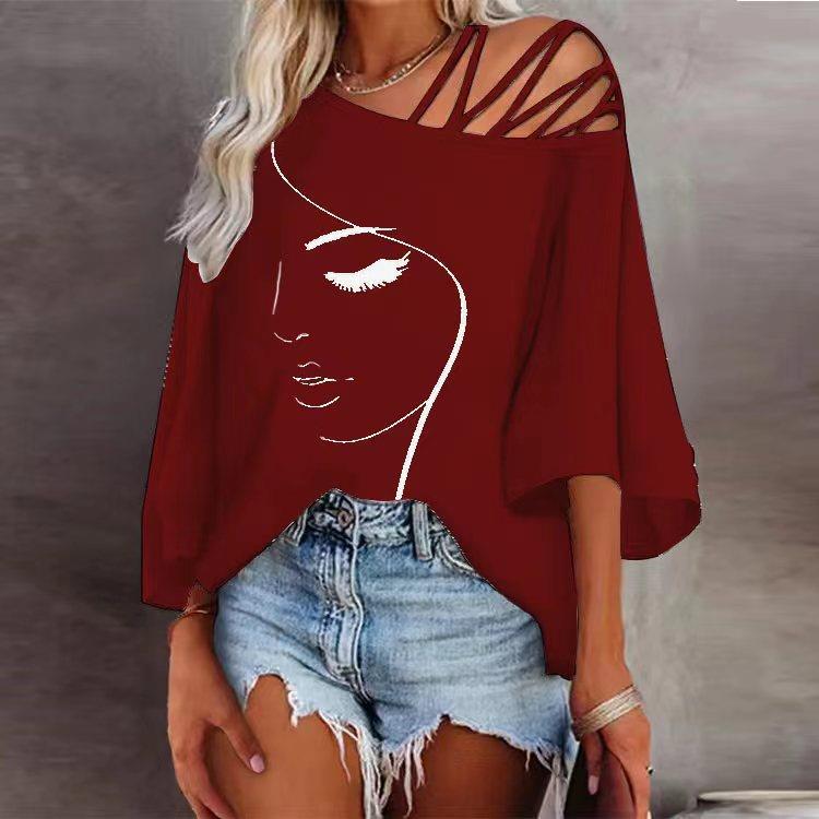 Loose Netted Shoulder Woman Shirt (3 colors)