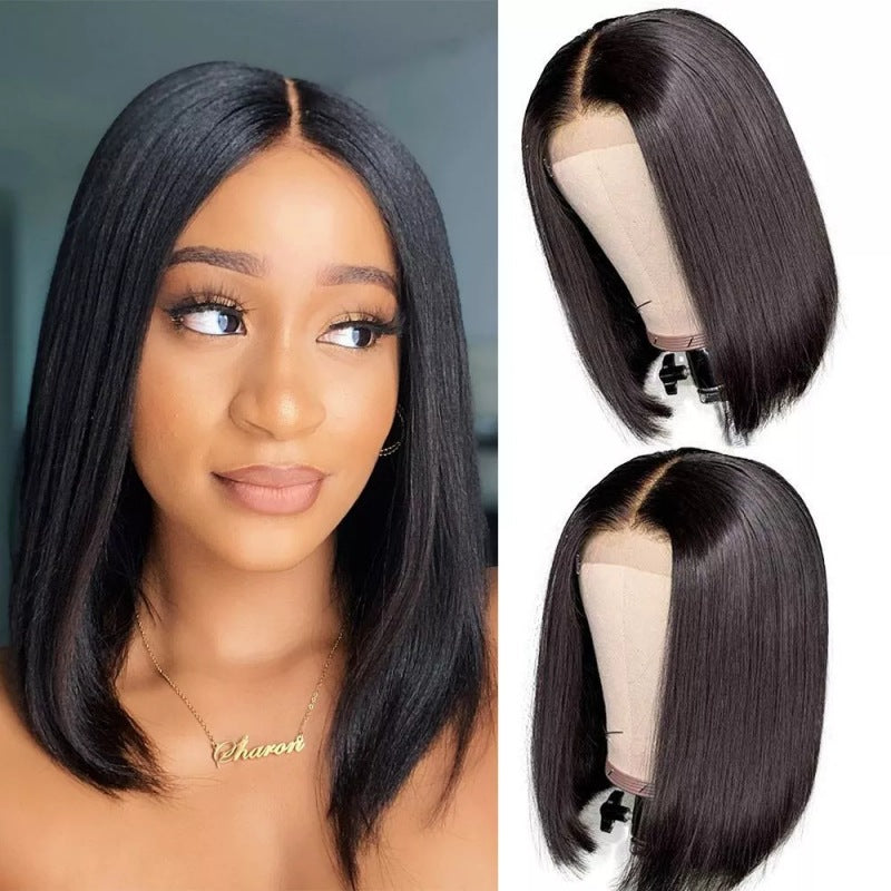 Straight Middle Parted Bob Human Hair Wig