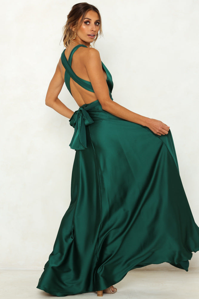 Backless V Neck Tied Prom Dress (2 colors)