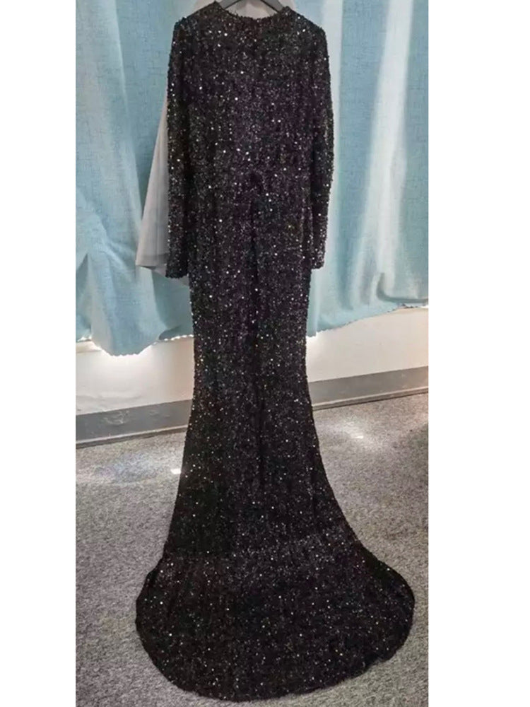 Long Sleeve Sequined Prom Dress (2 colors)