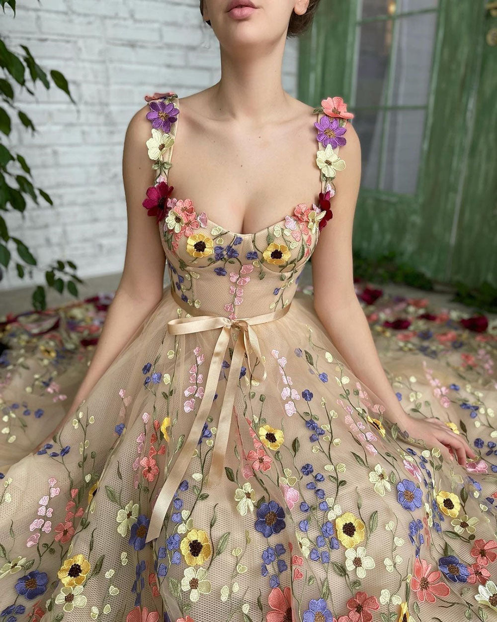 Exquisite 3D Flower Prom Dress