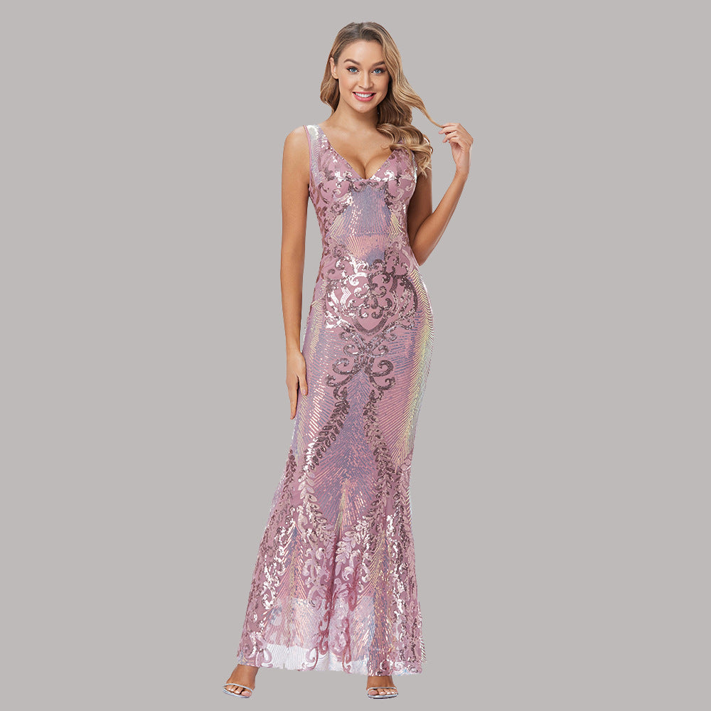 Shimmering Pink Sleeveless Prom Dress