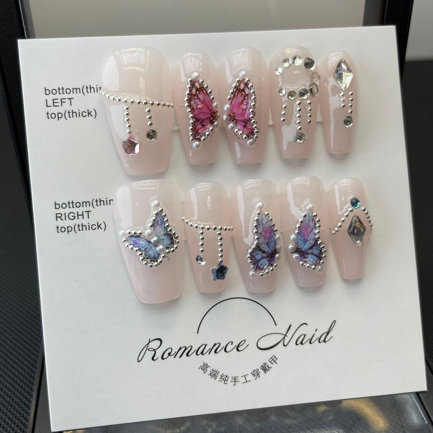 Different Short Styled Handmade Press On Nails (squared, coffin, stiletto, & rounded)