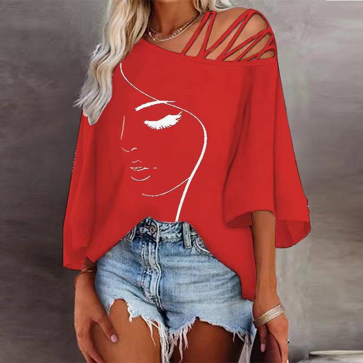 Loose Netted Shoulder Woman Shirt (3 colors)