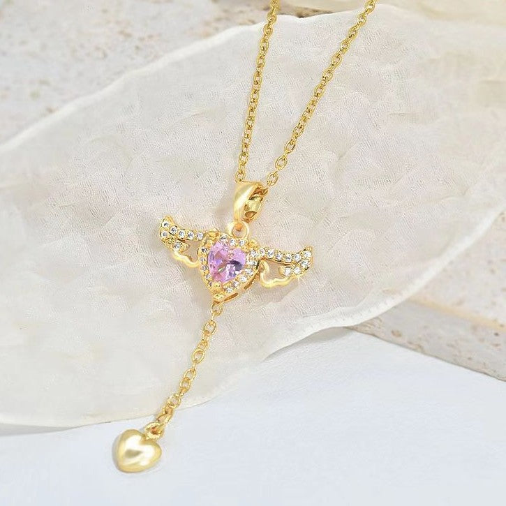 Movable Angel Wing Heart Necklace (2 colors)