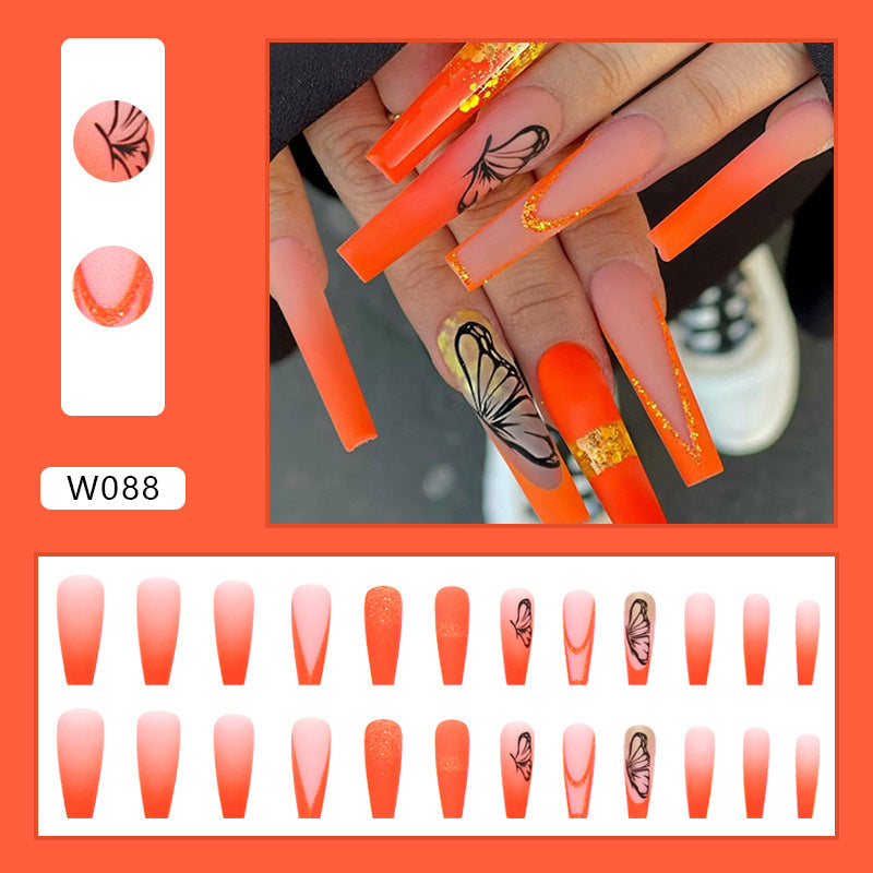 Handmade Extra Long Nails (orange butterfly, red & pink heart, black & gold butterfly)