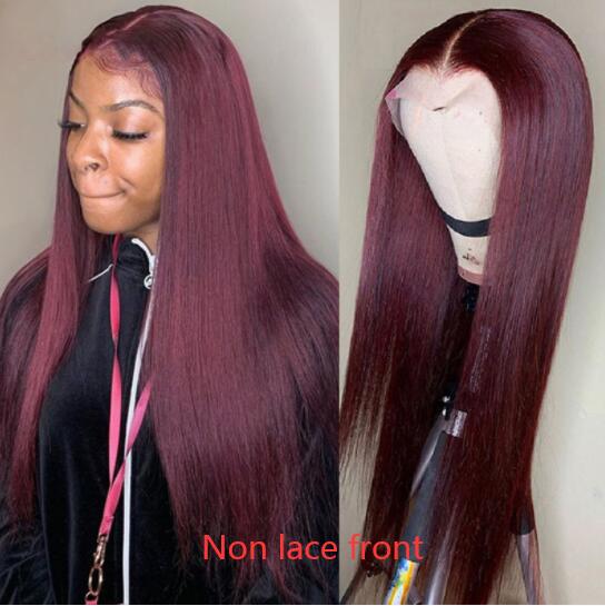 Long Straight Burgundy Human Hair Wig (8 different inch lengths)