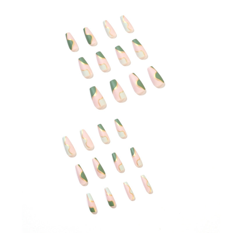 Medium Coffin Army Green Press On Nails