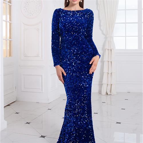 Long Sleeve Sequined Prom Dress (3 colors)