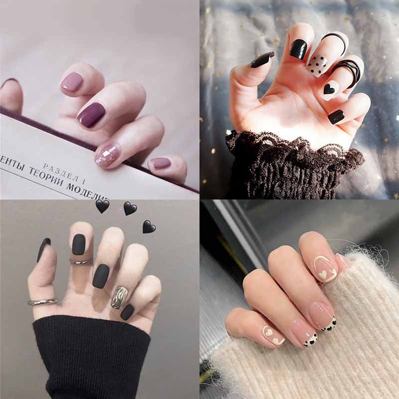 Fashionably Handmade Patterned Short Press On Nails (31 styles)