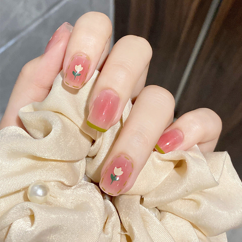 Fashionably Handmade Patterned Short Press On Nails (31 styles)