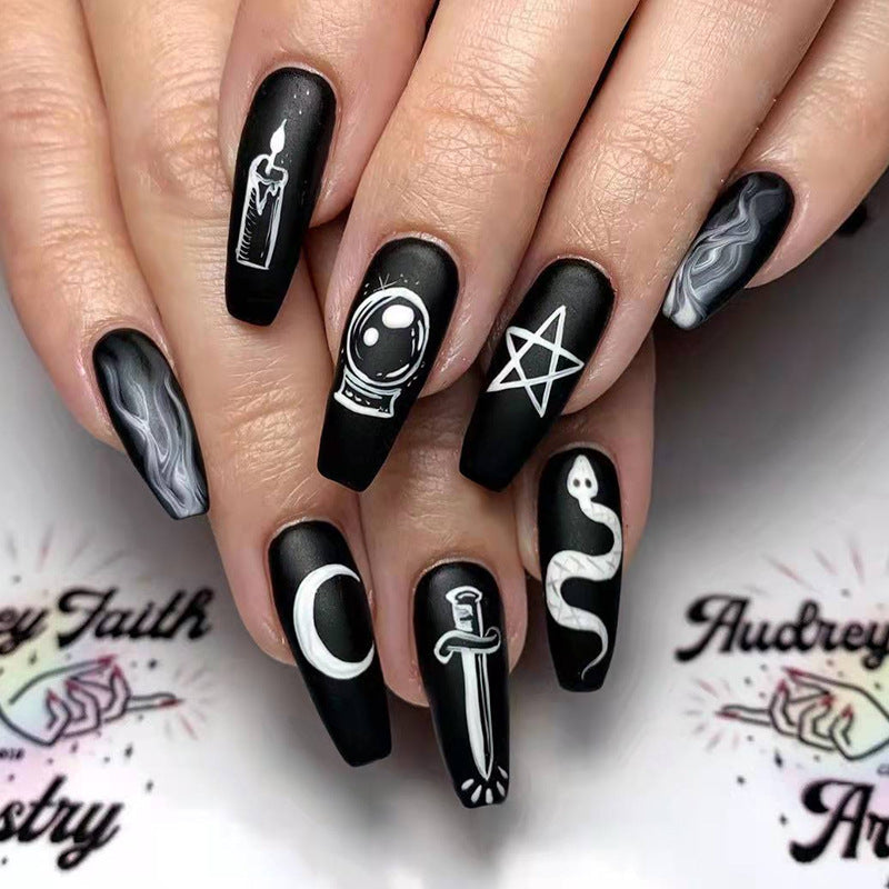 Handmade Medium Square and Coffin Press On Nails