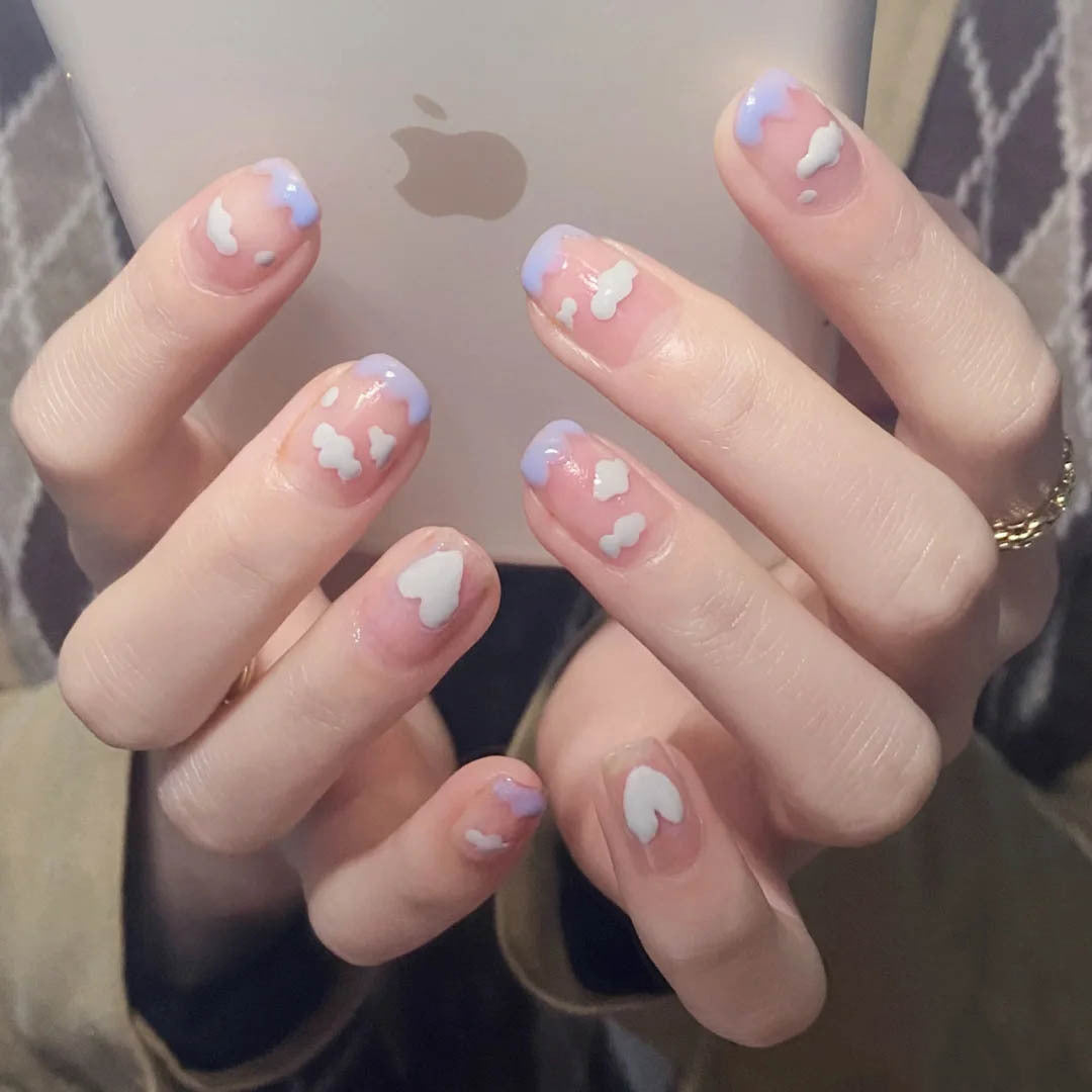 Fashionably Handmade Patterned Short Press On Nails (31 styles)