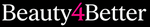 The logo for Beauty4Better, featuring the brand name in white serif text with a vibrant pink '4' on a solid black background.