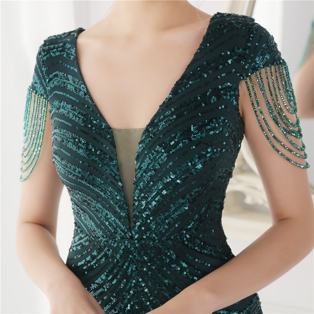 Sequined Tassel Mermaid Prom Dress