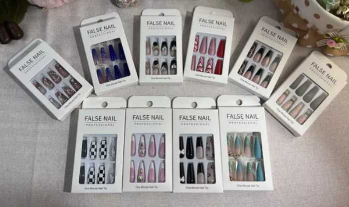 8Sets Of Long Handmade Nails 24pcs Nails In A Box And One Set Of Nail Tool