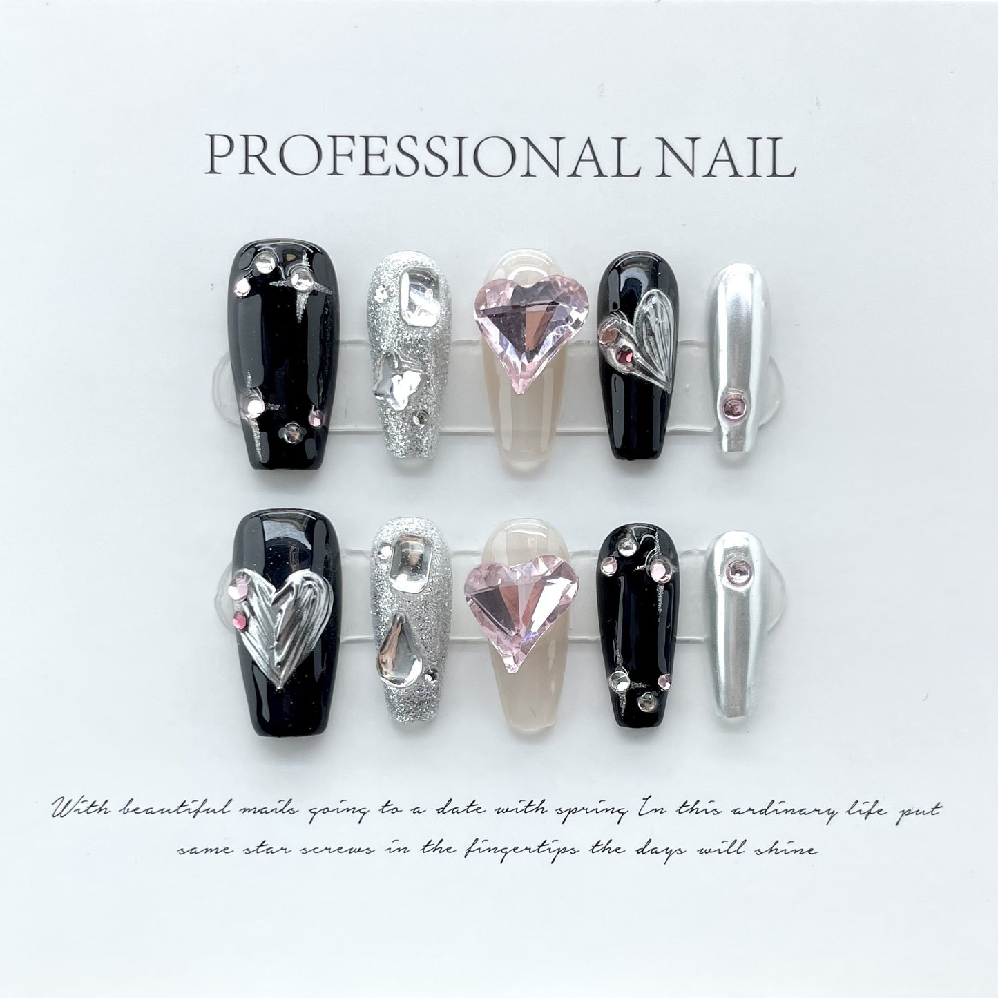 Different Short Styled Handmade Press On Nails (squared, coffin, stiletto, & rounded)