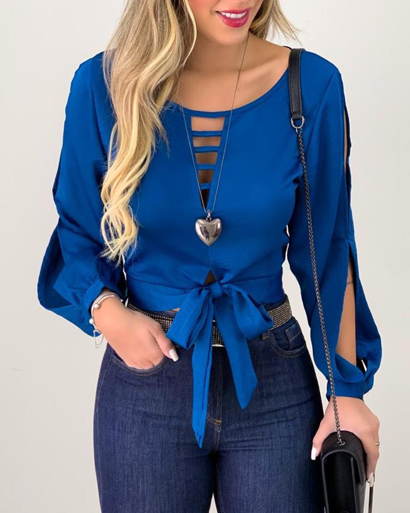 Tie Front Cut Out Top