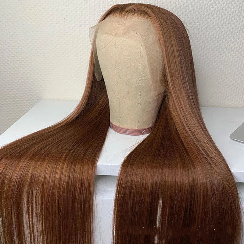 Long Brown Human Hair Wig (12 different inch lengths)