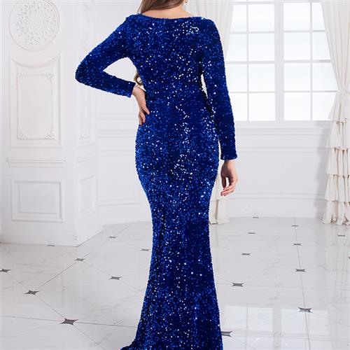 Long Sleeve Sequined Prom Dress (3 colors)