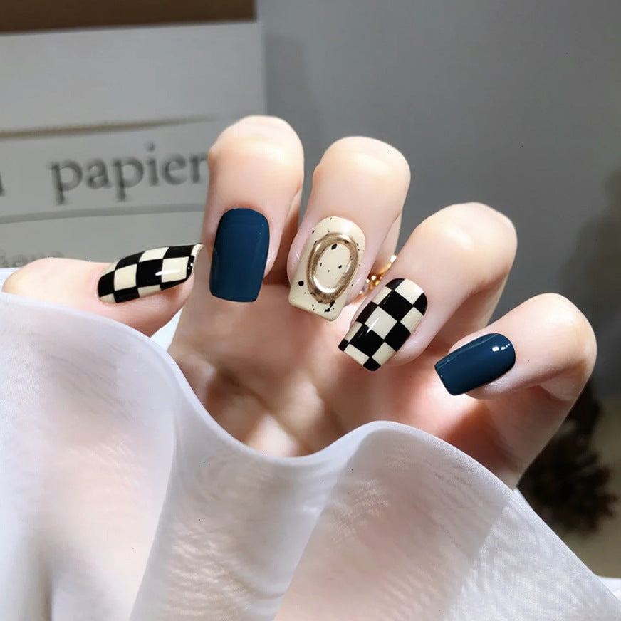 Fashionably Handmade Patterned Short Press On Nails (31 styles)