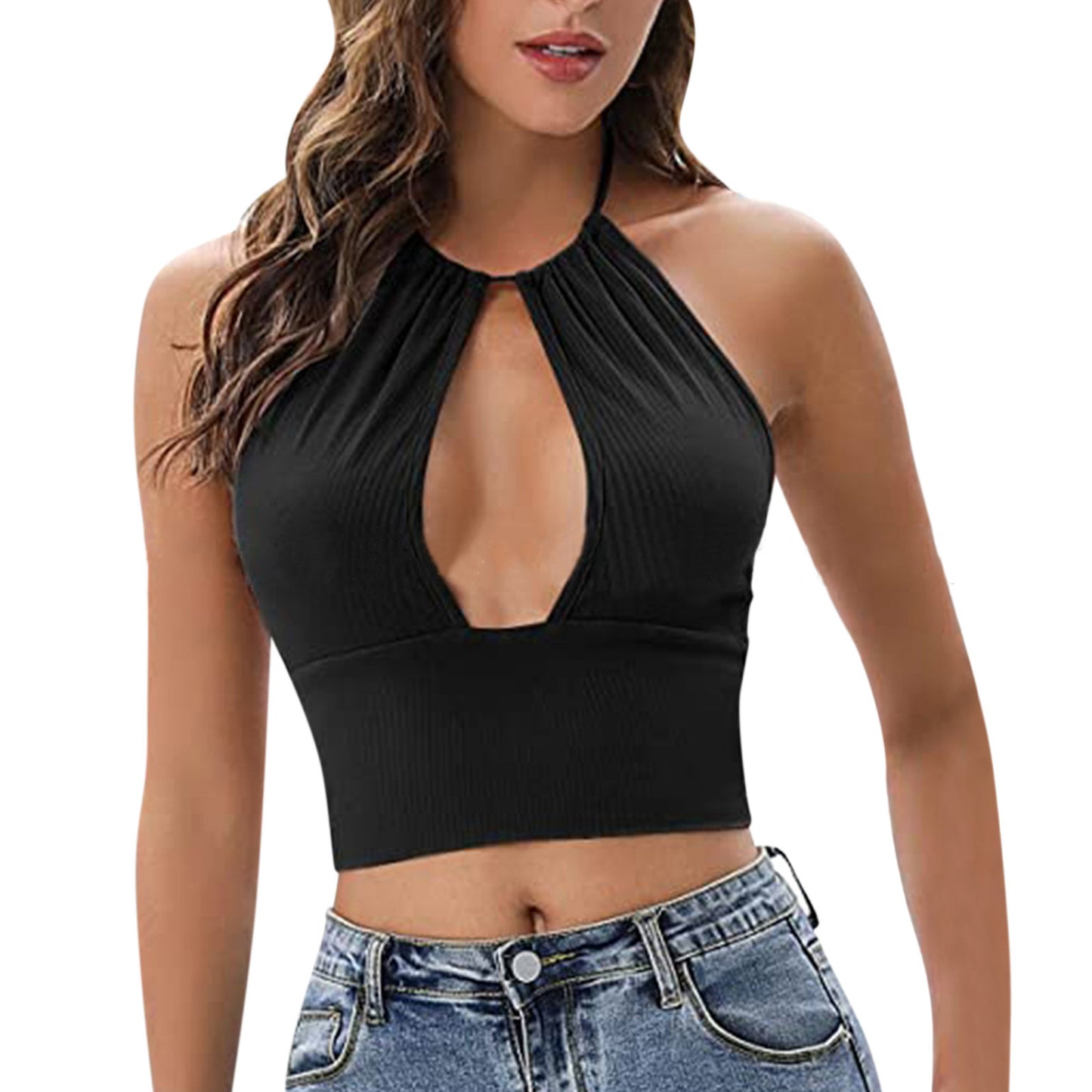 Cut Out Halter Crop Top (3 colors)