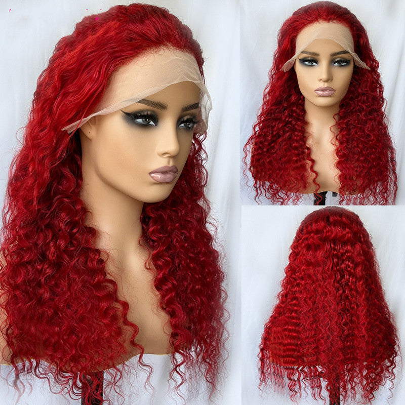 Red Wavy Human Hair Wig (12 different inch lengths)