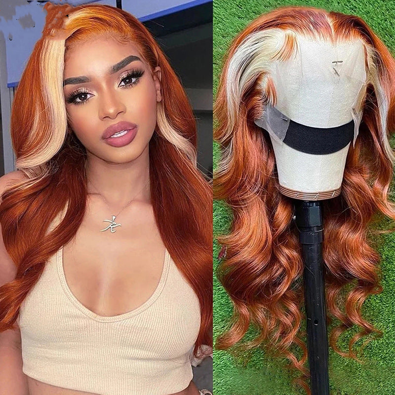 Curled Orange Highlighted Human Hair Wig (11 different inch lengths)